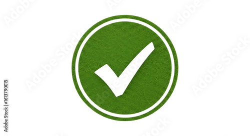 Green oval check mark symbol signifying approval or completion isolated on transparent background