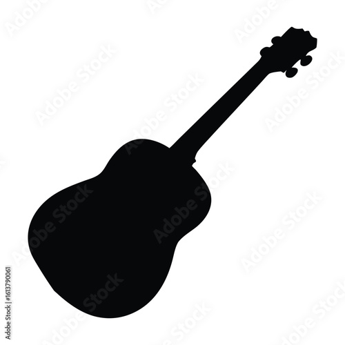 musical instrument acoustic guitar black vector illustration