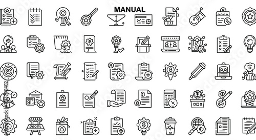 Solid Black Manual Icons: Handbook, Guide, and Instruction Symbols