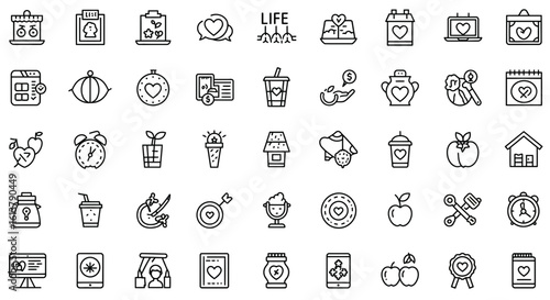 Solid Black Life Icons: Growth, Vitality, and Existence Symbols