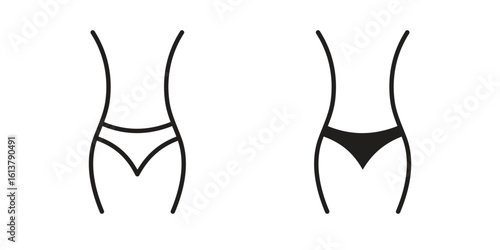 Female hips and waist icon vector editable. black vectors set