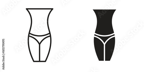Female hips and waist icon vector editable. black vectors set