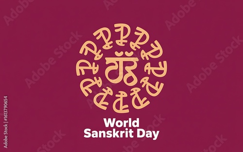 World Sanskrit Day text and circular symbol India language