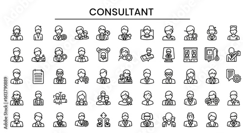 Solid Black Consultant Icons: Expert, Advisor, and Professional Symbols