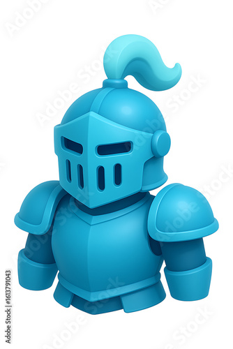 3d a water blue knights armor game high quality realistic image