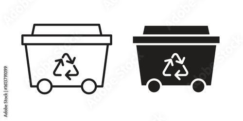 Dumpster icon vector editable. black vectors set