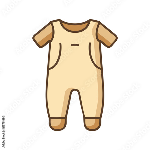 Colored vector icon of a children's beige jumpsuit, symbolizing kidswear, comfort, and casual clothing. Isolated on a transparent background