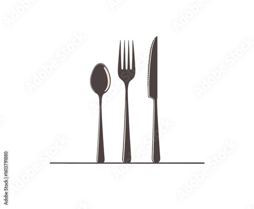 Black and White Flatware Set, Transparent Background, Minimalist Design Element
