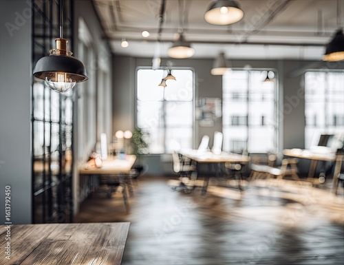 Blurred modern open-plan office space