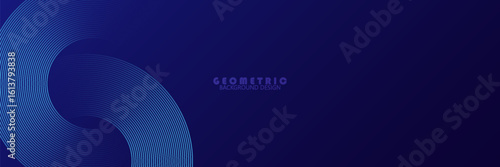 Abstract blue glowing geometric lines on dark blue background. Modern shiny blue circle lines pattern. Futuristic technology concept.  eps10