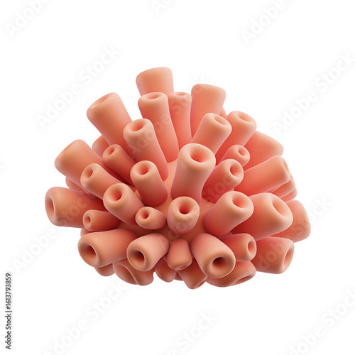 Vibrant coral reef polyp structure with intricate tubular formations creating a visually captivating abstract organic element