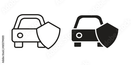 Car insurance icon vector editable. black vectors set