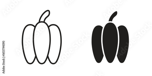 Capsicum icon vector editable. black vectors set