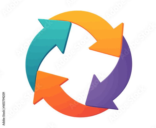 Free Download Cyan and Orange Arrows in Circle with Transparent Background, Modern Icon Design Element - GFXLoad