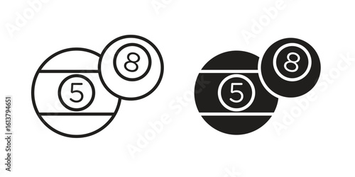 Billiard ball icon vector editable. black vectors set