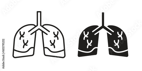 Asthma icon vector editable. black vectors set
