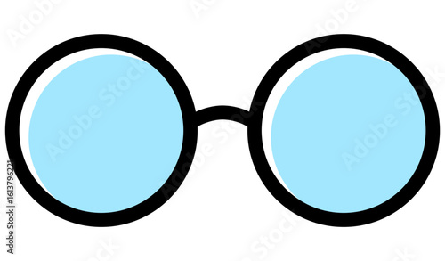 Round eyeglasses icon. Blue glasses. Vector illustration isolated on white.