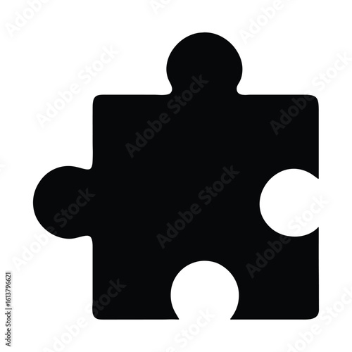 Isolated Black Jigsaw Puzzle Piece