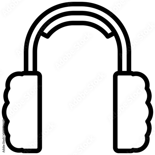 Ear Muffs icon, Black And White Outline Icon Vector.