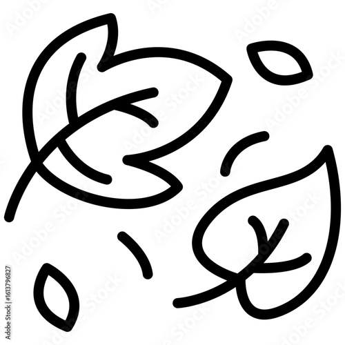 Falling Leaf icon, Black And White Outline Icon Vector.
