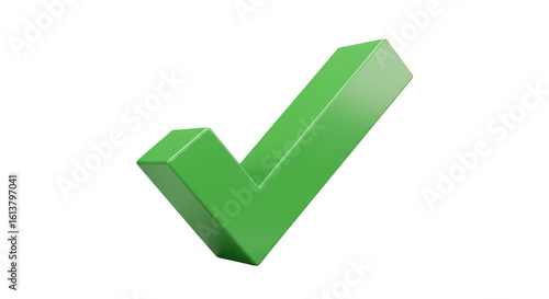 Green check mark symbol isolated on transparent background