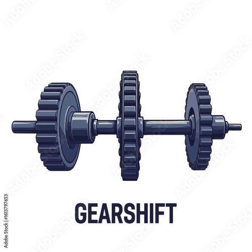 Midnight Indigo Gear Mechanism with Transparent Background, 3D Realism Design Element
