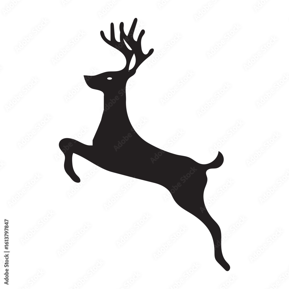 Fototapeta premium Deer silhouette set vector illustration, black deer silhouette icon bundle eps10