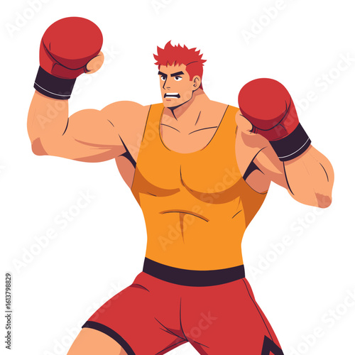 Red Boxing Glove Illustration with Transparent Background, 3D Realism Design Element