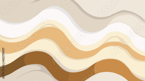 Abstract wavy background with beige and brown tones in minimalist style  