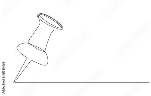 Single-line art of a push pin, Continuous Line Drawing of a Push Pin, Continuous Line Drawing of a Push Pin on a Horizontal Line