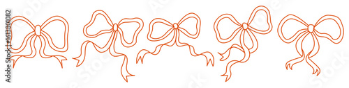 Red Coquette Ribbon Whimsical Doodle Illustrations