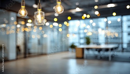 Blurred interior office space with Edison bulbs (1)