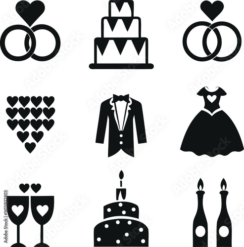 Set of Wedding and Celebration Icons