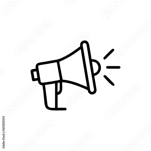 Outline icon a megaphone with sound waves speaker announcement