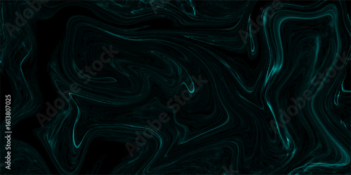 Abstract dark, fluid abstract background with swirling, marbled patterns in deep teal and black.  Smooth, glossy texture mimics flowing ink or liquid smoke, with elegant curves and organic motion.