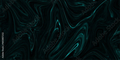 Abstract dark, fluid abstract background with swirling, marbled patterns in deep teal and black.  Smooth, glossy texture mimics flowing ink or liquid smoke, with elegant curves and organic motion.
