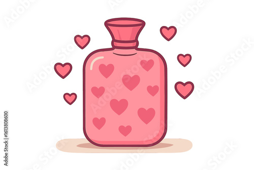 Vector illustration of a medical rubber water bottle, representing zero waste menstruation solutions for cramp problems, menstrual pain, and stomach issues in women during periods