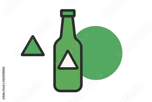 Vector symbol of a recyclable water bottle, representing zero waste and the avoidance of toxic plastic materials through recycling and reuse of liquid containers