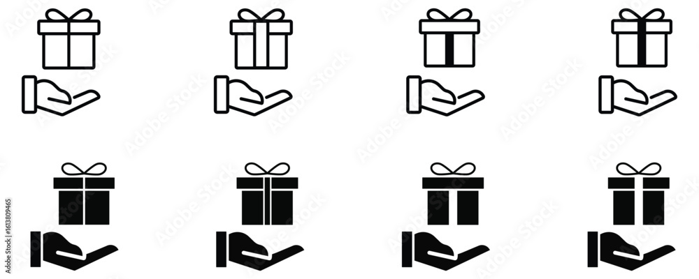 Fototapeta premium Vector icon of free gift box, monochrome black and white style.