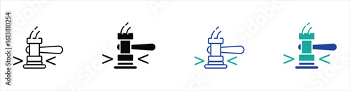 Hammer of justice icon set, auction and court gavel vector design