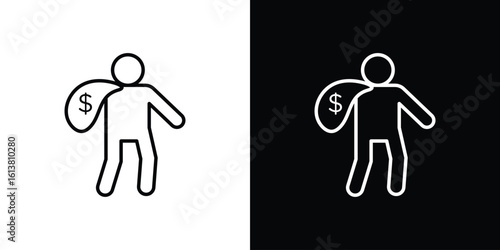 Robbery icon in line shapes, thin line design vector illustration