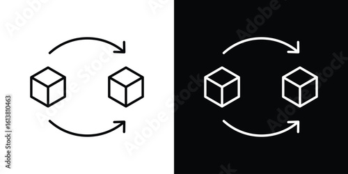 Replacement icon in line shapes, thin line design vector illustration