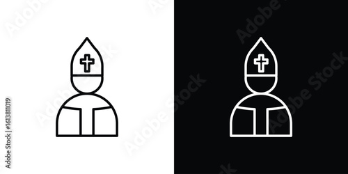 Pope icon in line shapes, thin line design vector illustration