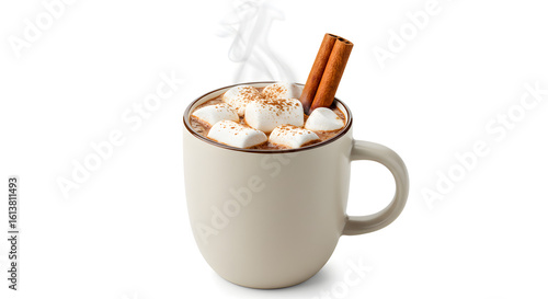 Caneca de chocolate quente com canela