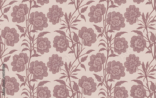 Wallpaper Mural Dusty rose floral pattern on pale pink background vintage floral Torontodigital.ca