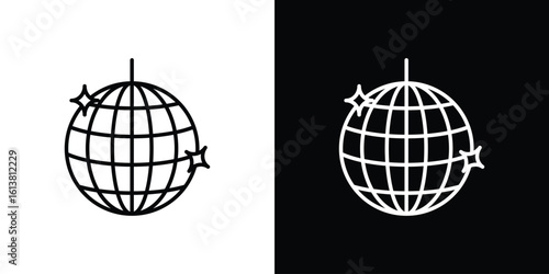 Mirror ball icon in line shapes, thin line design vector illustration