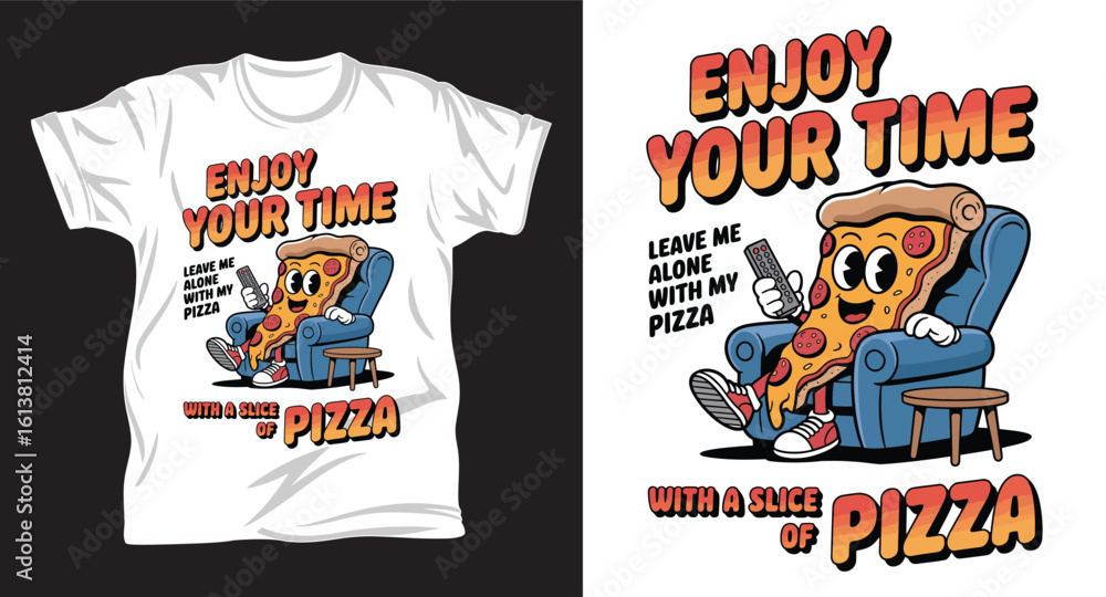 Fototapeta premium Pizza graphic vector T shirt design print.