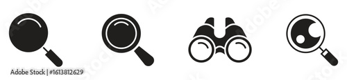search and discovery icon set. Magnifying glass vector symbols in active and inactive styles.