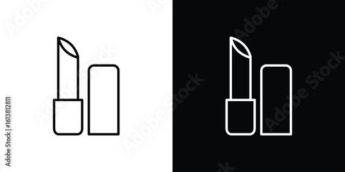 Lipstick icon in line shapes, thin line design vector illustration