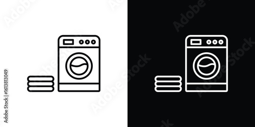 Laundry icon in line shapes, thin line design vector illustration